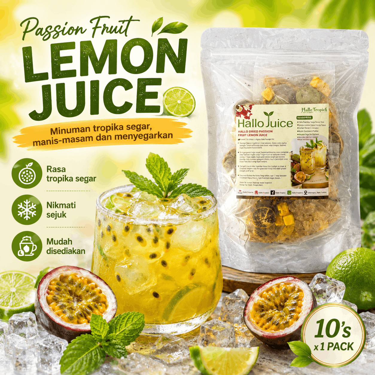 Hallo Dried Passion Fruit Lemon Juice